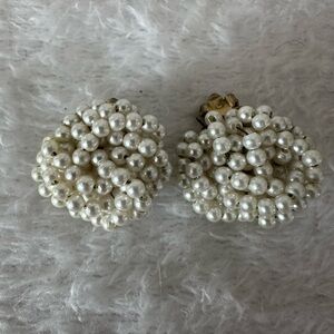 Vintage Marvella  Faux Pearl Cluster Earrings